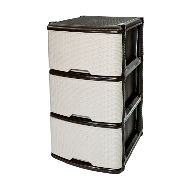 Mueble Organizador Rattan x3 Wengue Gris Elegance Rimo