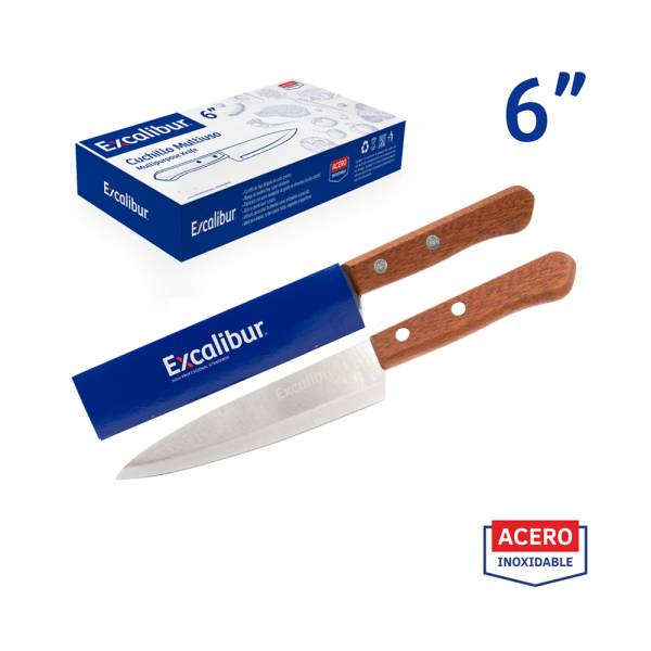 Cuchillo cocina mango madera 6¨Excalibur